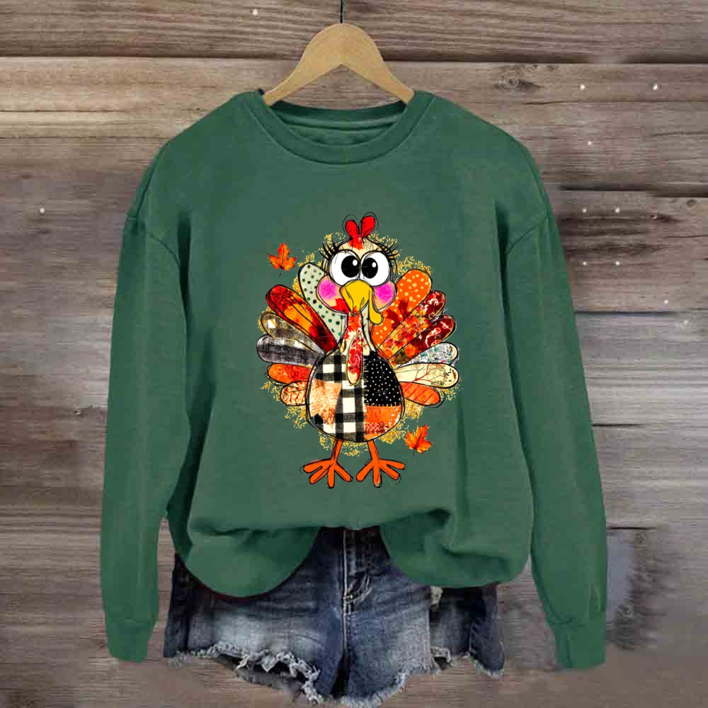 Collage Of Flowers And Thanksgiving Turkey Teacher Sweatshirt