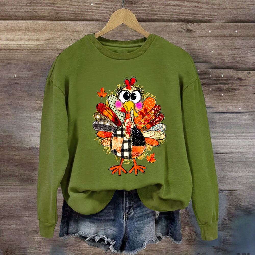 Collage Of Flowers And Thanksgiving Turkey Teacher Sweatshirt