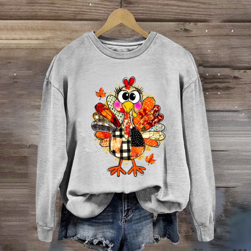 Collage Of Flowers And Thanksgiving Turkey Teacher Sweatshirt