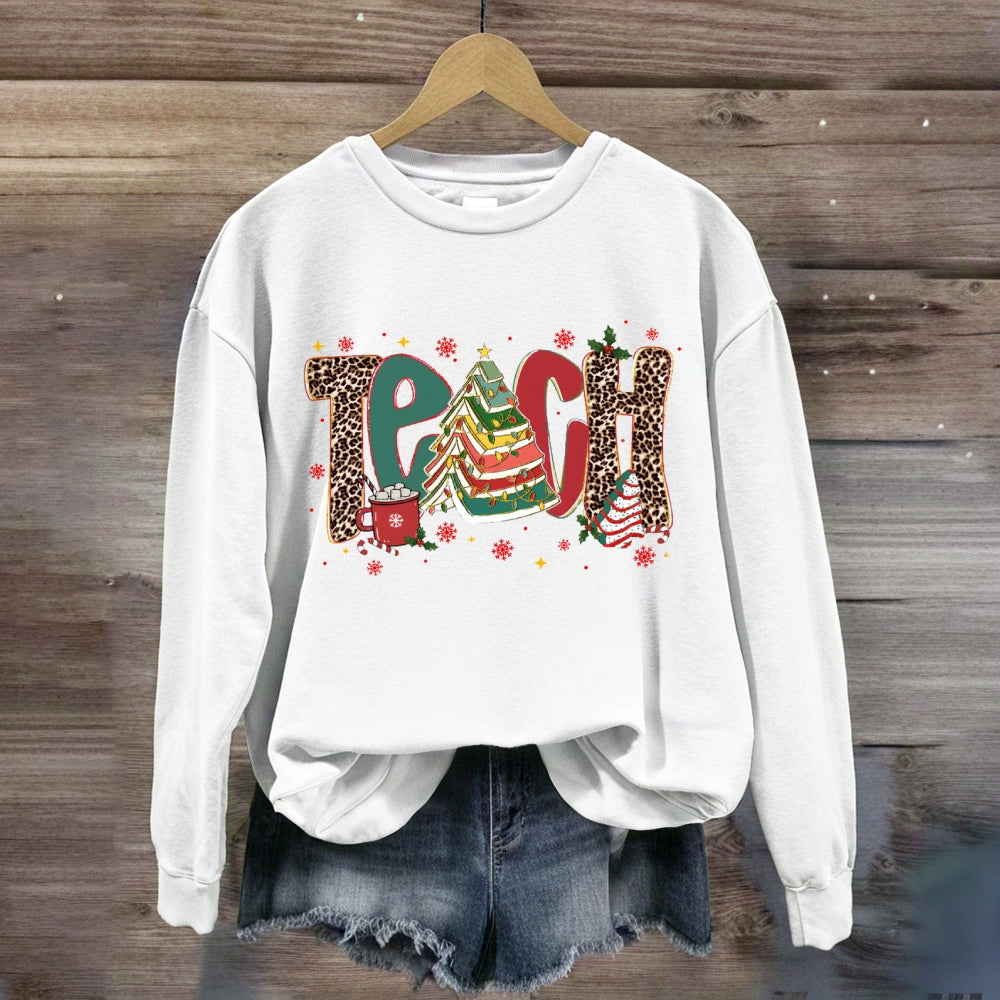 Teach Christmas Books Tree Sweatshirt