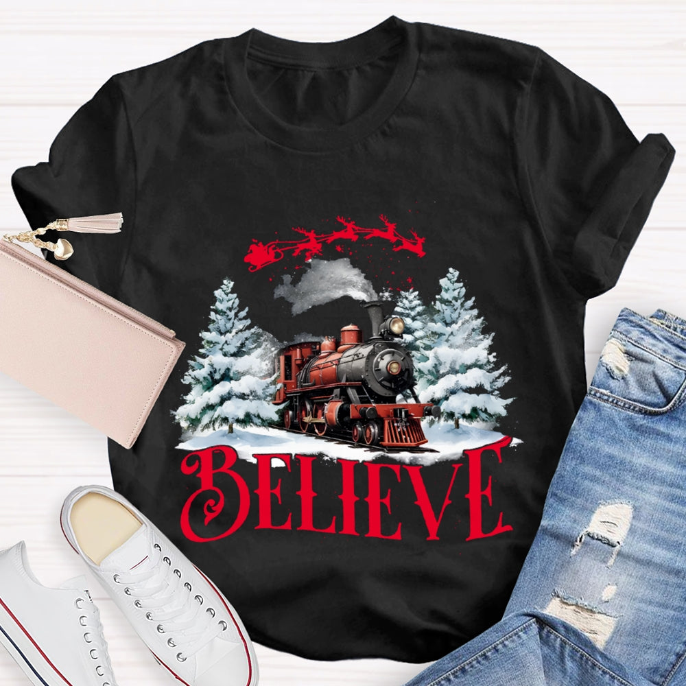 Believe Christmas Train T-shirt