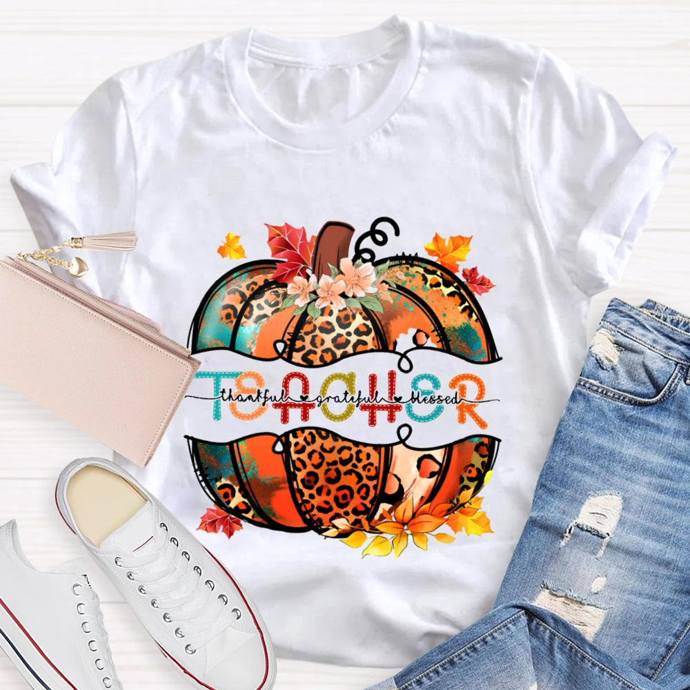 Thankful Grateful Blessed Fall Pumpkin T-Shirt