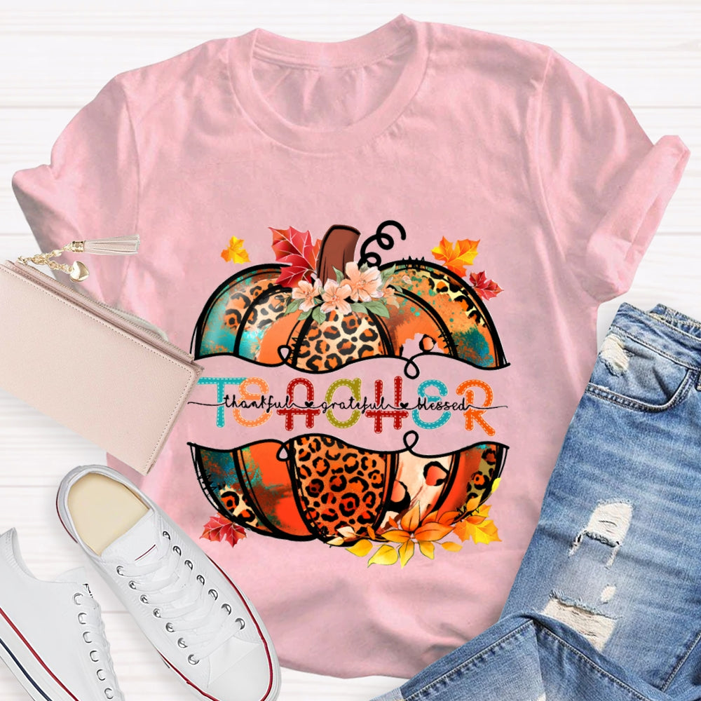 Thankful Grateful Blessed Fall Pumpkin T-Shirt