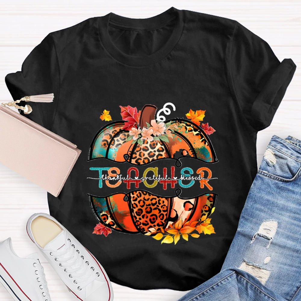 Thankful Grateful Blessed Fall Pumpkin T-Shirt