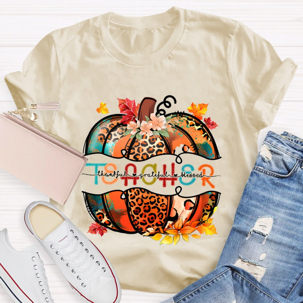 Thankful Grateful Blessed Fall Pumpkin T-Shirt