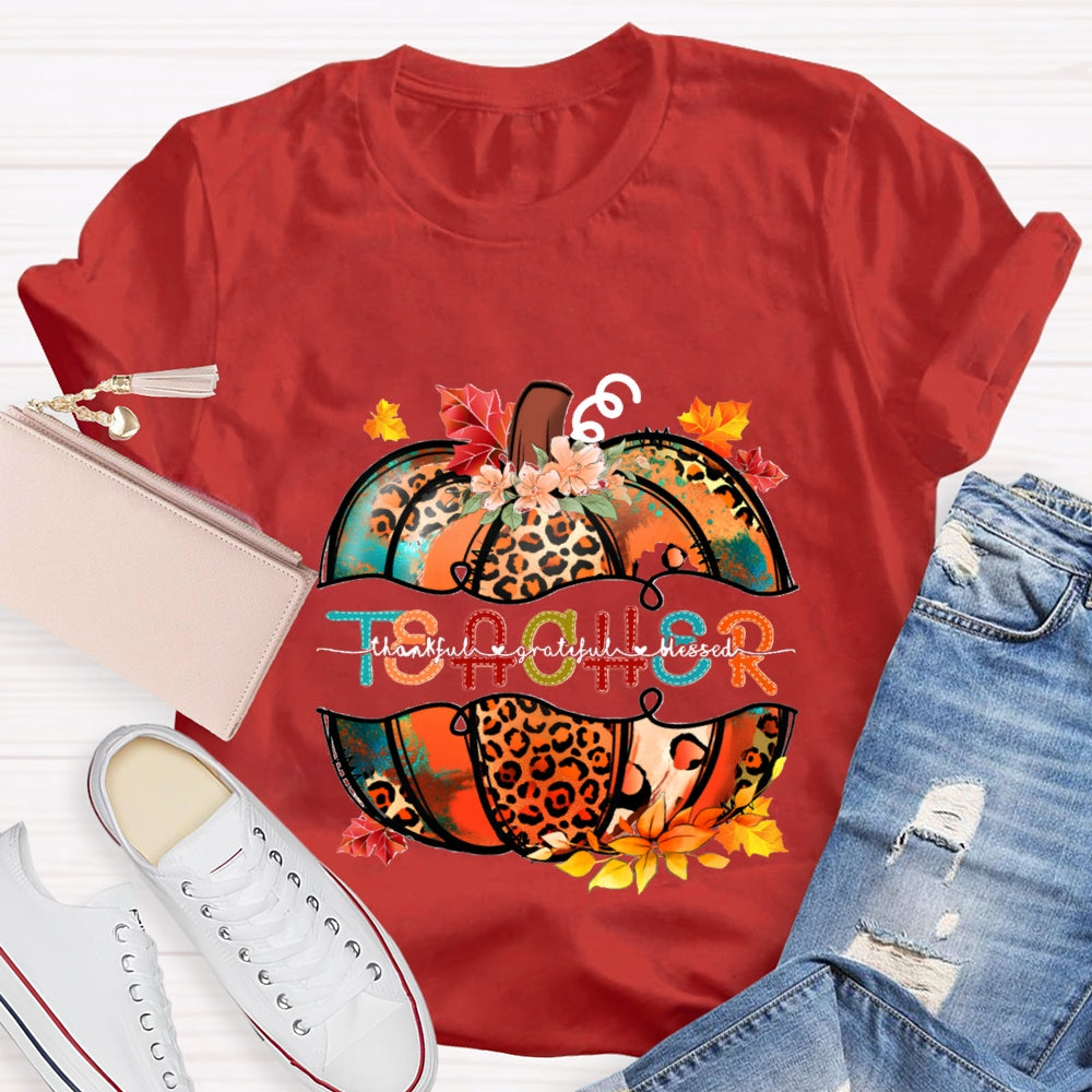 Thankful Grateful Blessed Fall Pumpkin T-Shirt