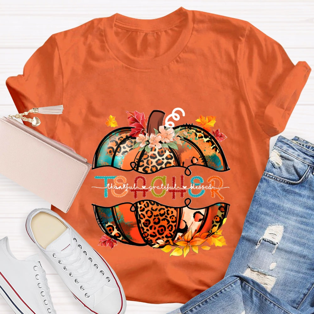 Thankful Grateful Blessed Fall Pumpkin T-Shirt