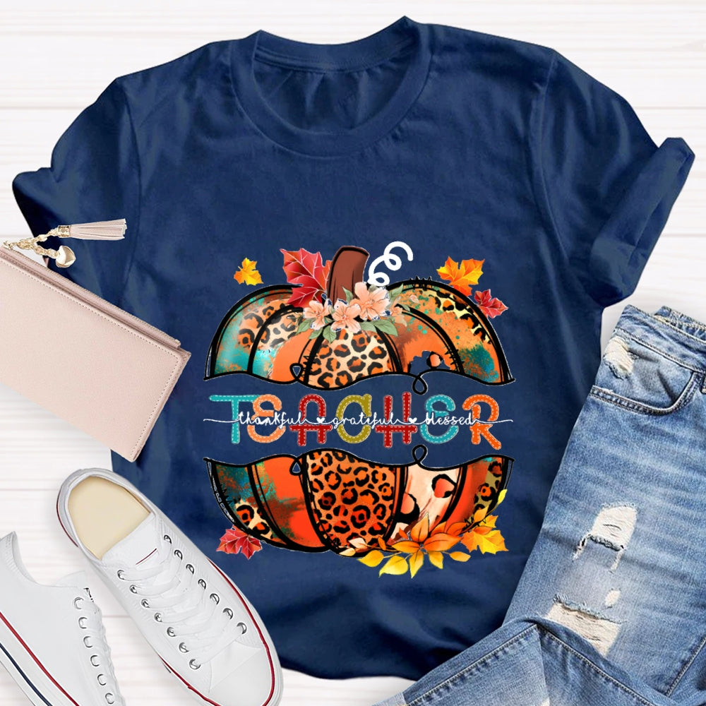Thankful Grateful Blessed Fall Pumpkin T-Shirt