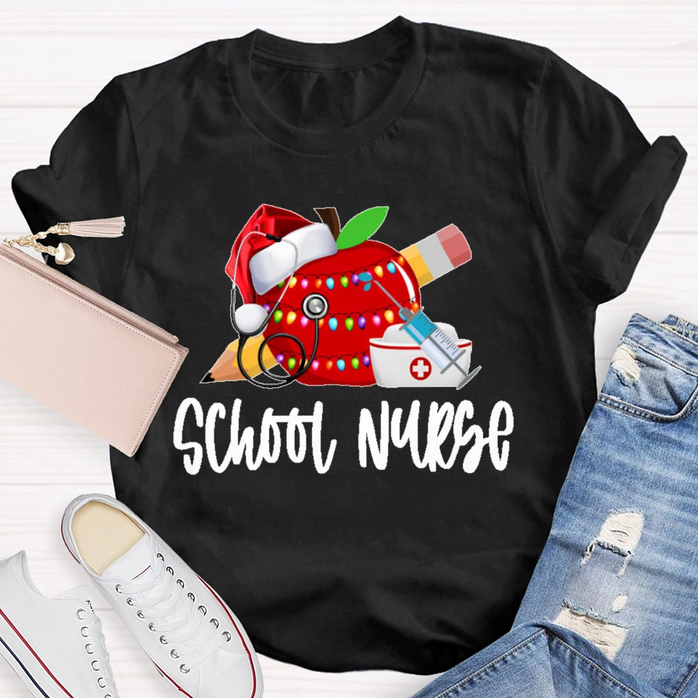 School Nurse Christmas Apple T-shirt