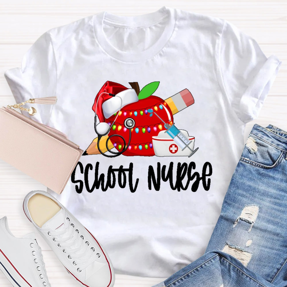 School Nurse Christmas Apple T-shirt
