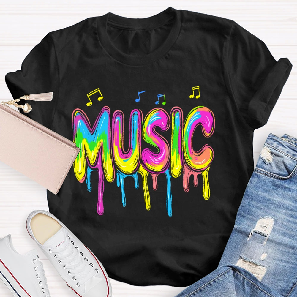 Music Colorful Notes Letters T-shirt