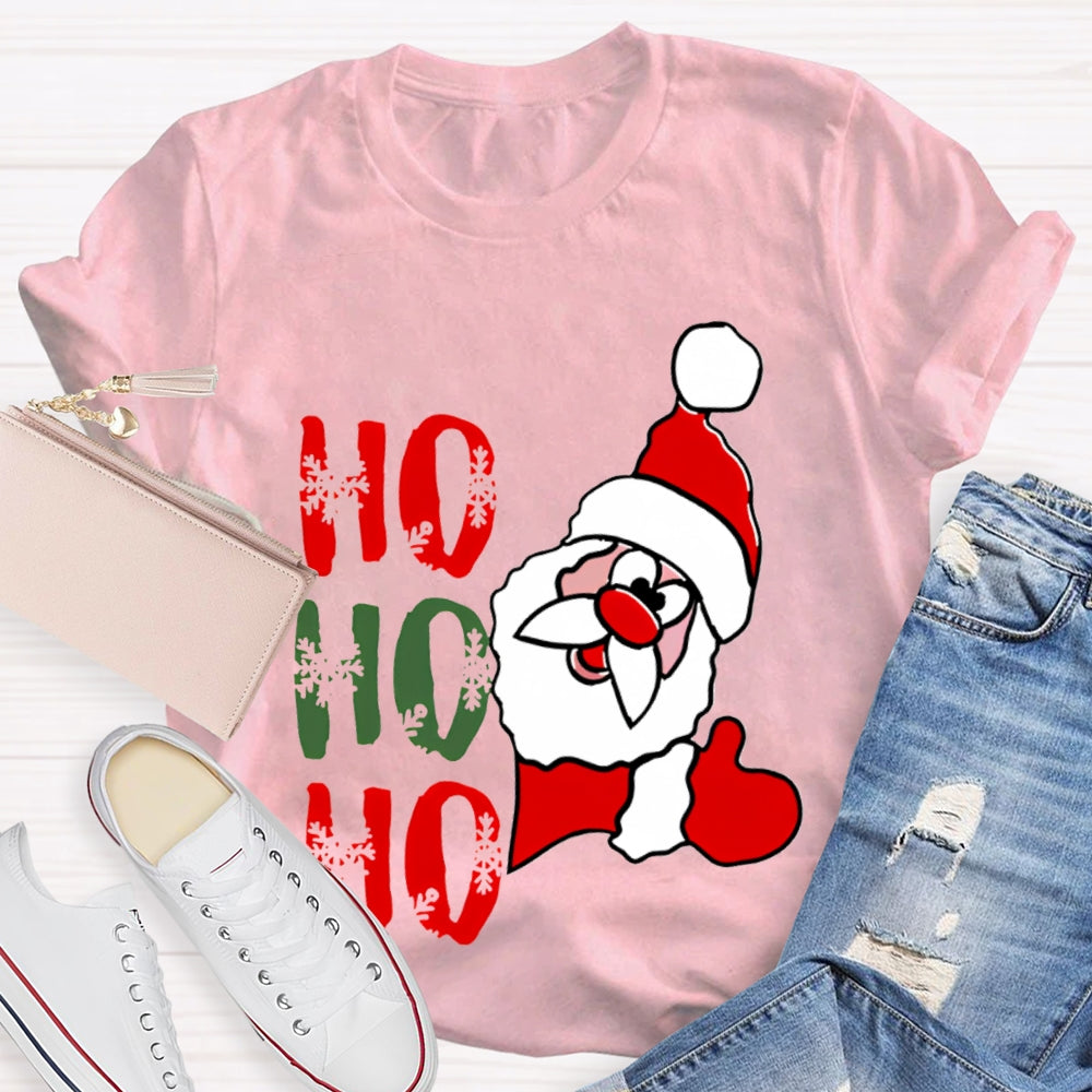 Ho Ho Ho Christmas Snowflakes And Santa Claus T-shirt