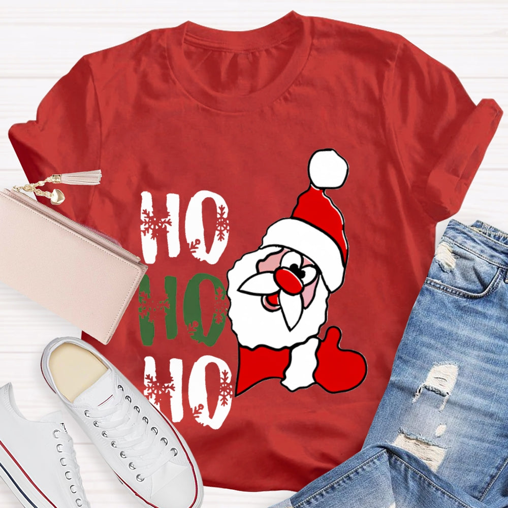 Ho Ho Ho Christmas Snowflakes And Santa Claus T-shirt