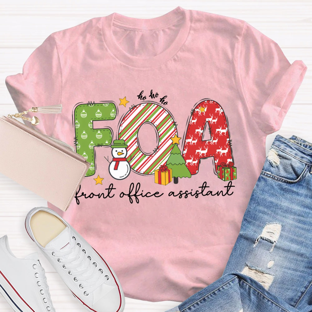 Front Office Assistant Snowman Christmas T-shirt