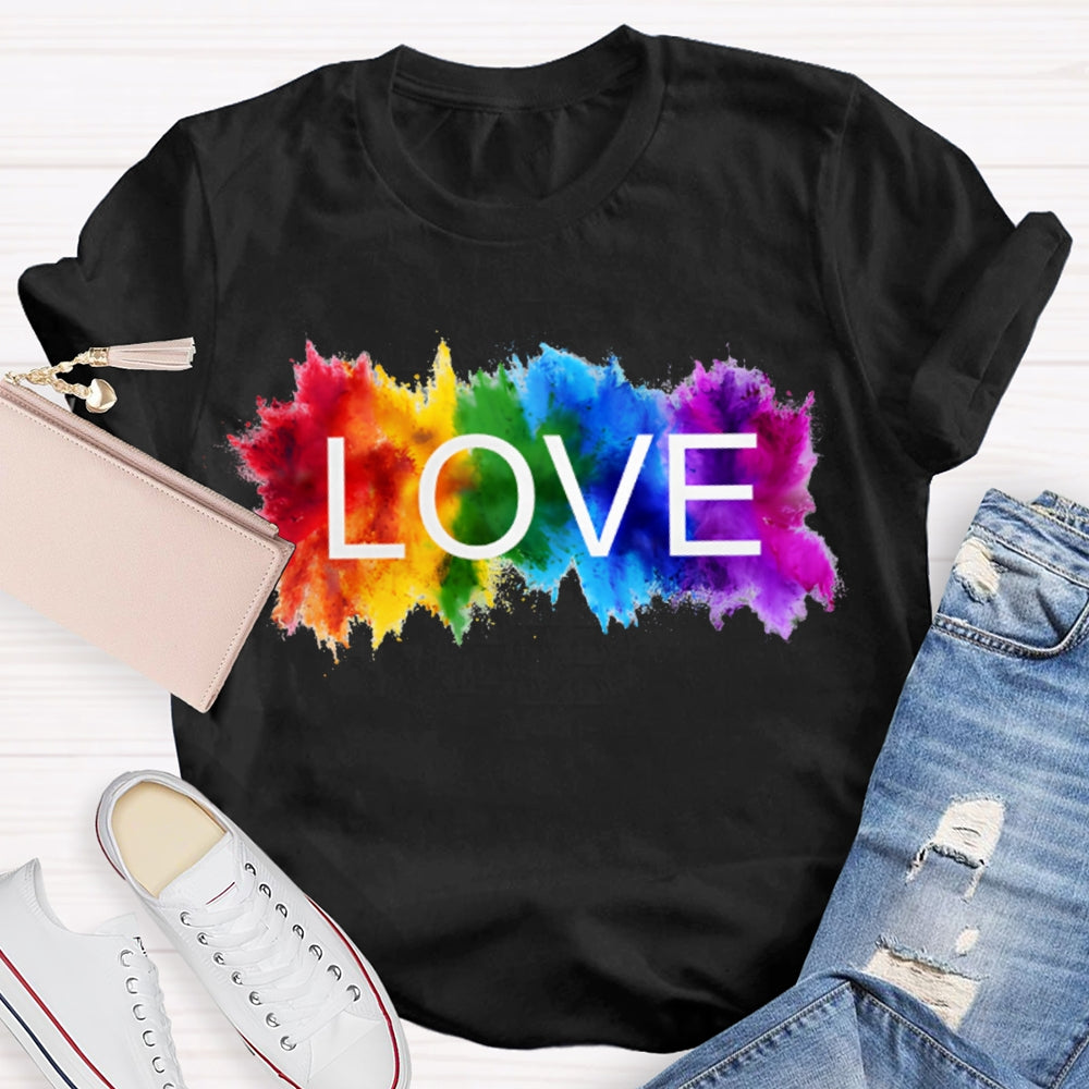 Love Colorful Gradient Block Print T-shirt