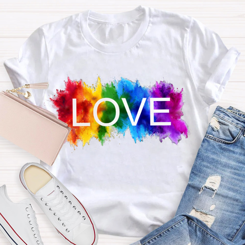Love Colorful Gradient Block Print T-shirt