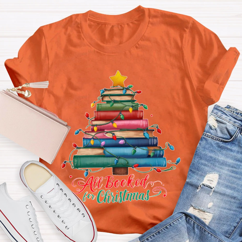 All Booked For Christmas Book Christmas Tree T-shirt
