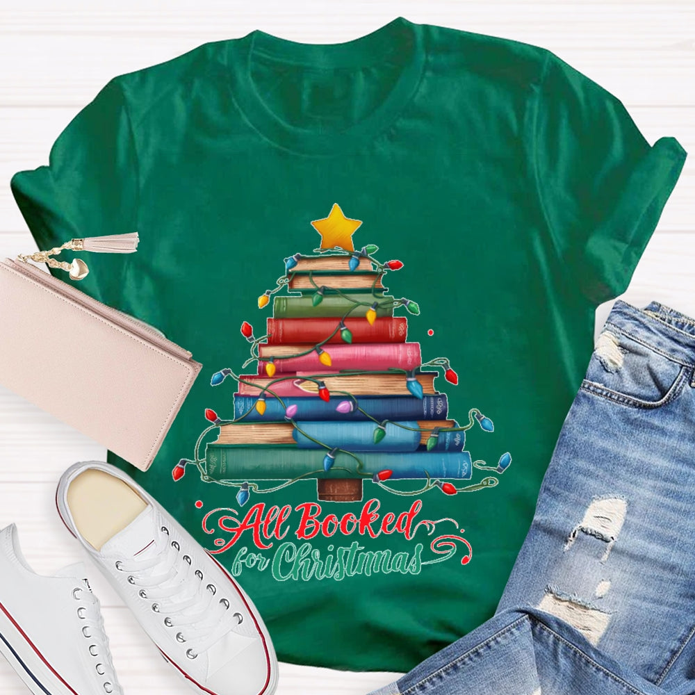 All Booked For Christmas Book Christmas Tree T-shirt