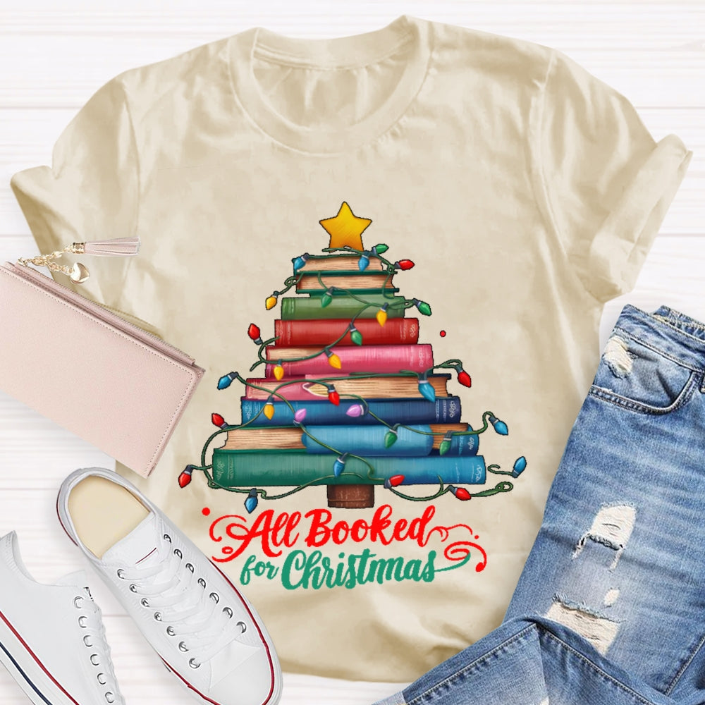 All Booked For Christmas Book Christmas Tree T-shirt