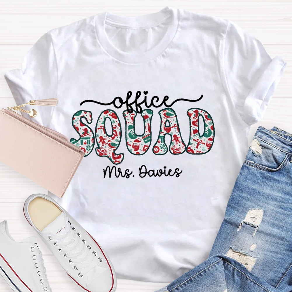 Personalized Name Office Squad Christmas  T-shirt