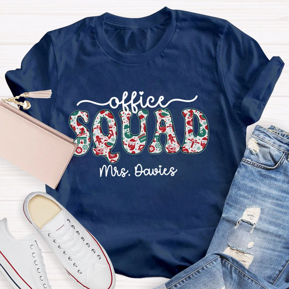Personalized Name Office Squad Christmas  T-shirt