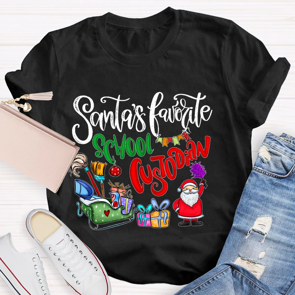 Santa's Favorite School Custodian T-shirt