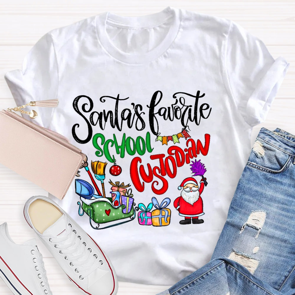 Santa's Favorite School Custodian T-shirt