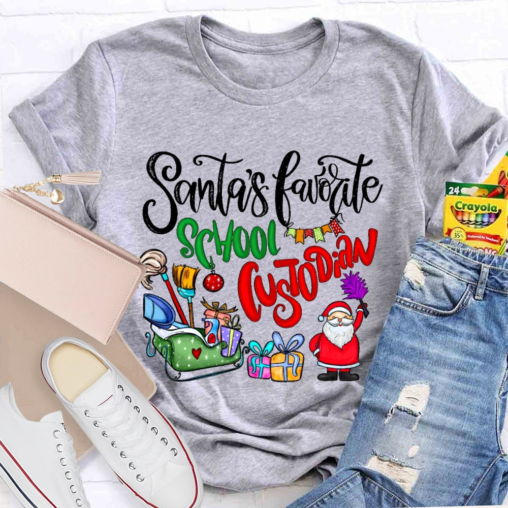 Santa's Favorite School Custodian T-shirt