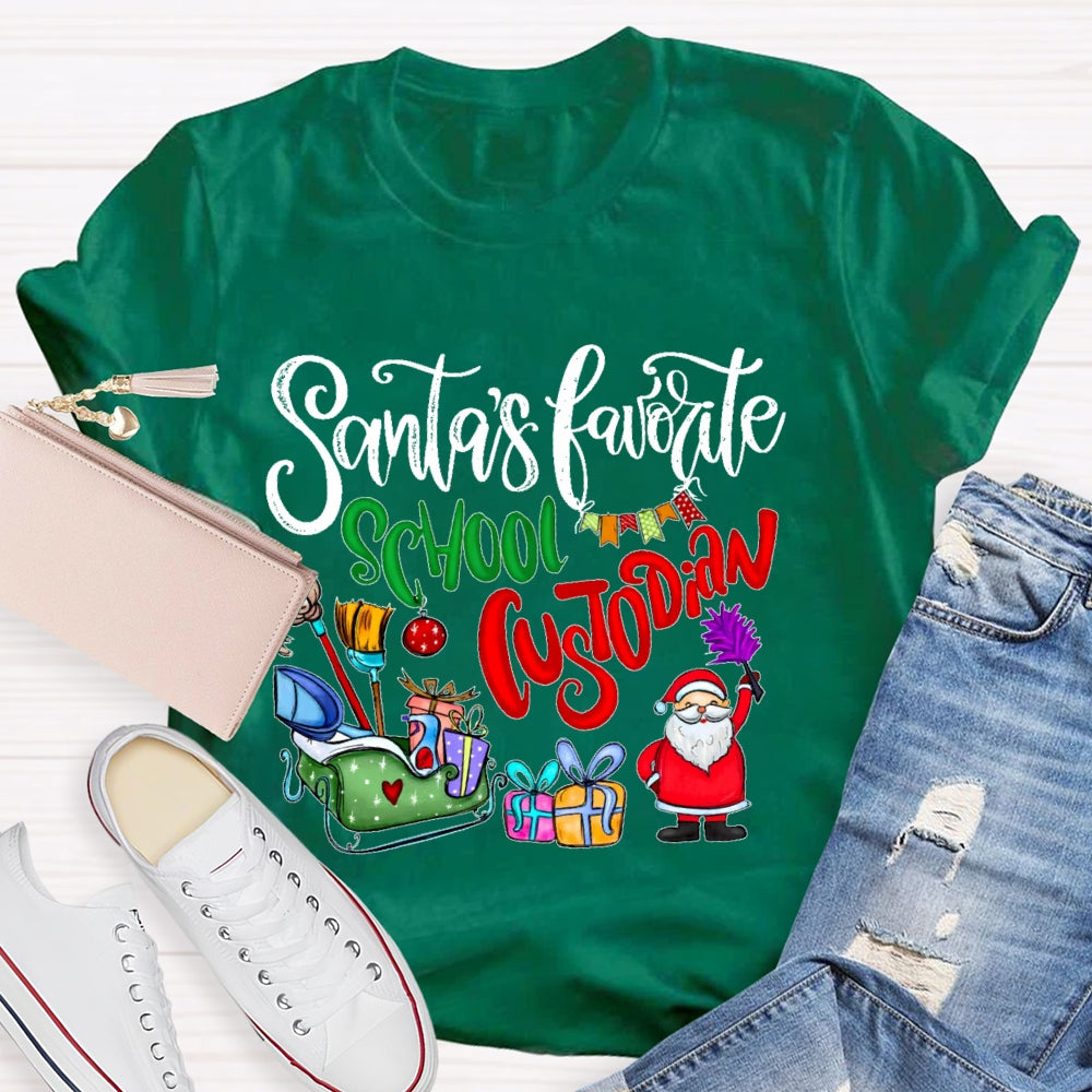 Santa's Favorite School Custodian T-shirt