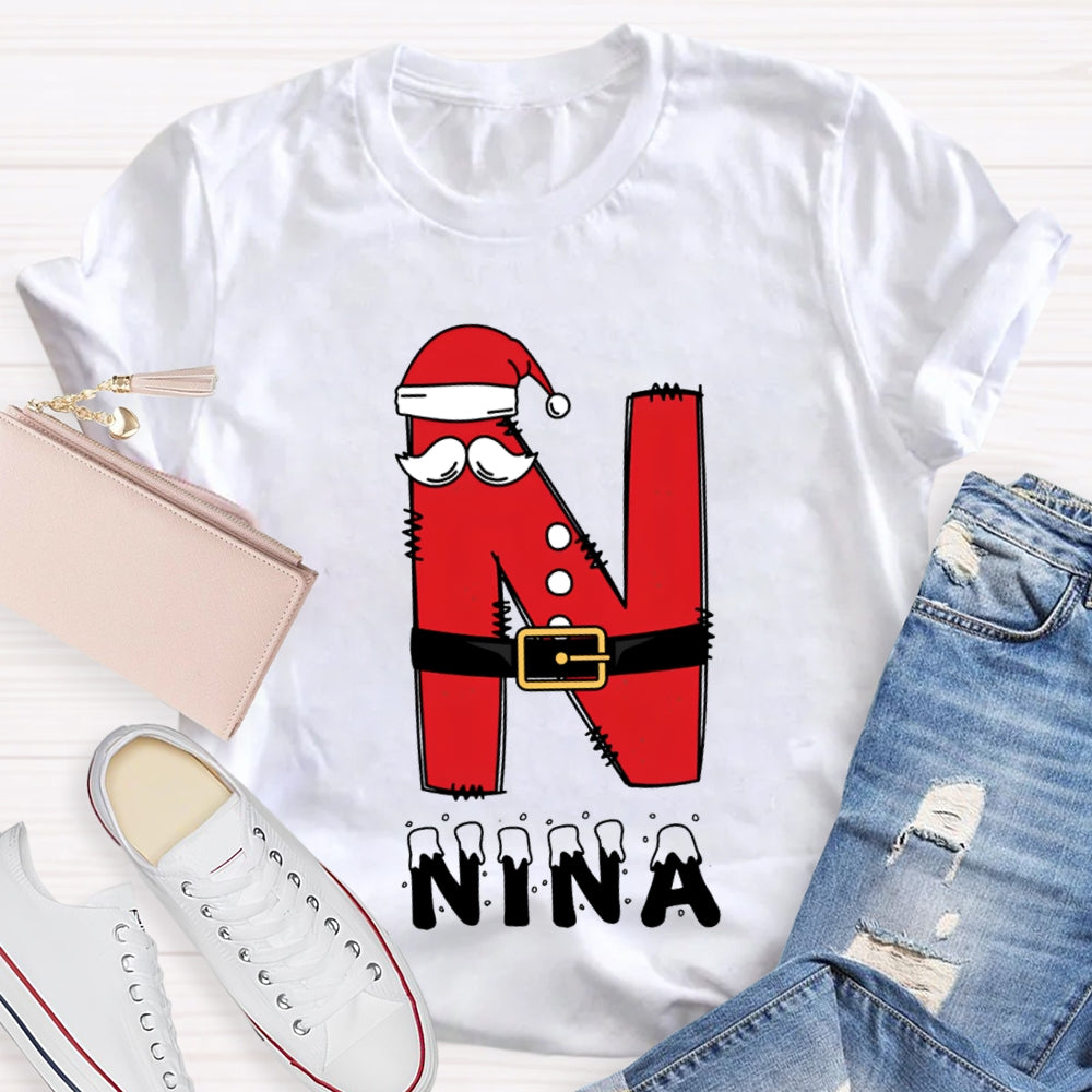 Personalized Name Letters With Santa Hats T-Shirt