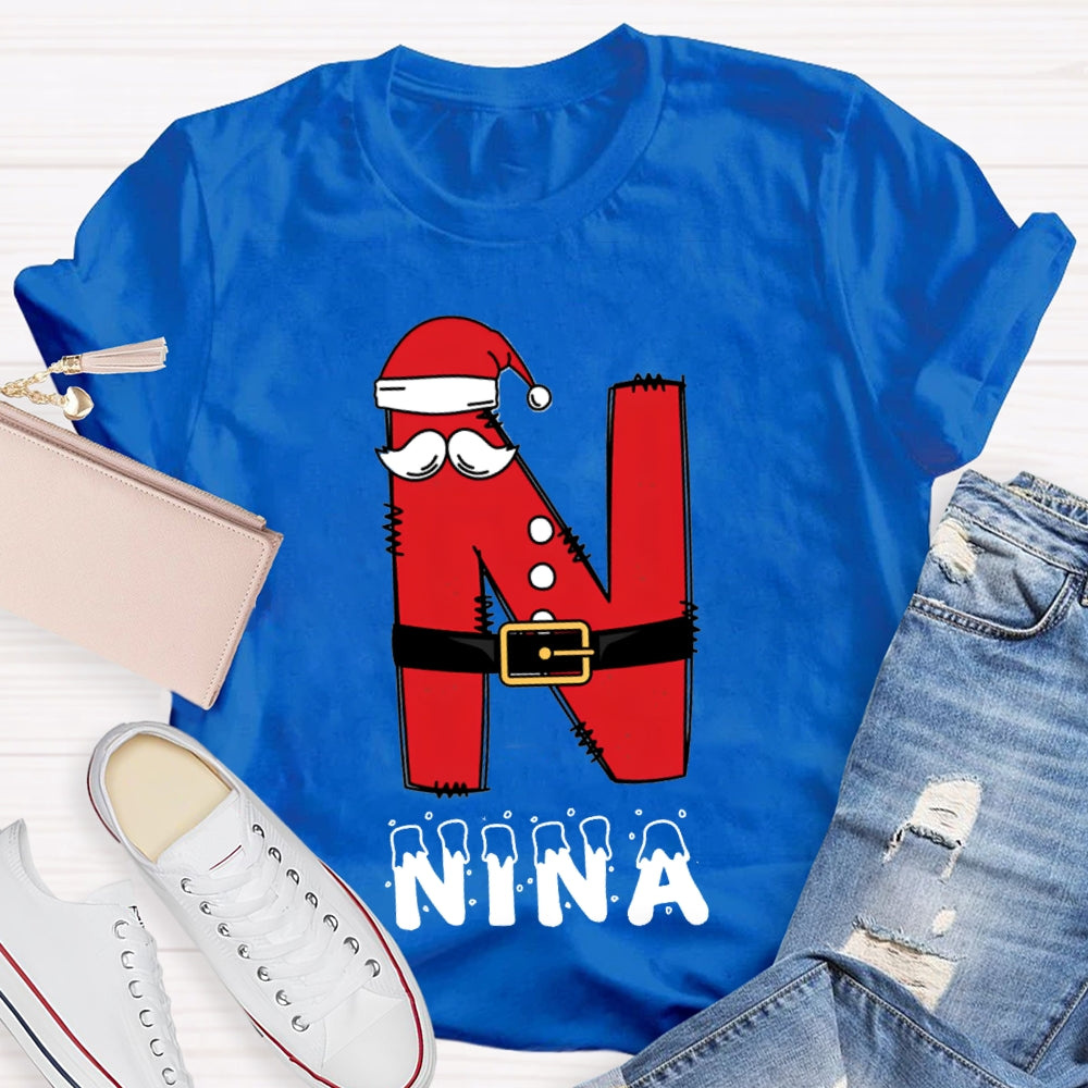 Personalized Name Letters With Santa Hats T-Shirt