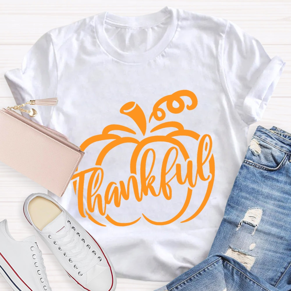 Thankful Pumpkin Thanksgiving Day Fall Season T-Shirt