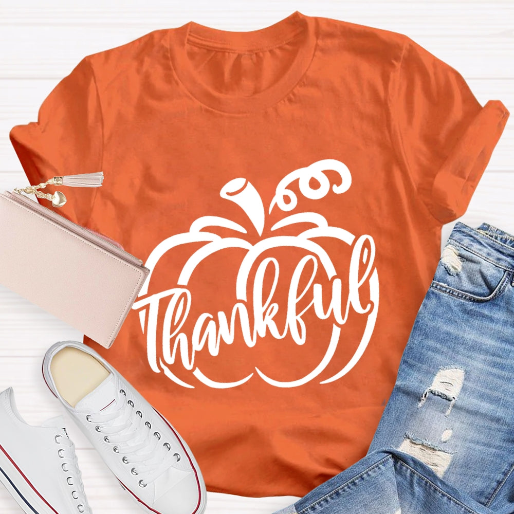 Thankful Pumpkin Thanksgiving Day Fall Season T-Shirt
