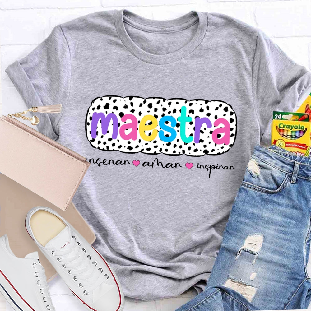 Ensenar Amar Inspirar Bilingual Maestra Spanish Teacher  T-shirt