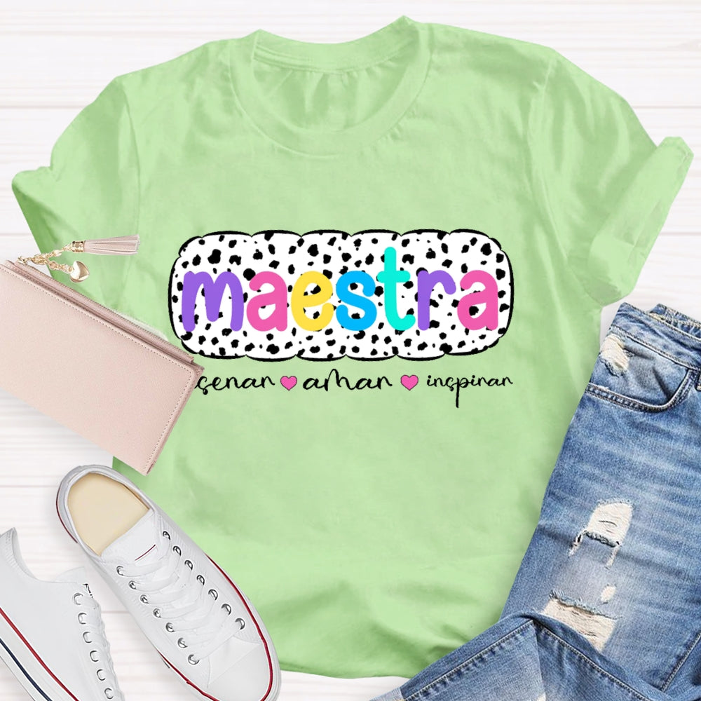 Ensenar Amar Inspirar Bilingual Maestra Spanish Teacher  T-shirt