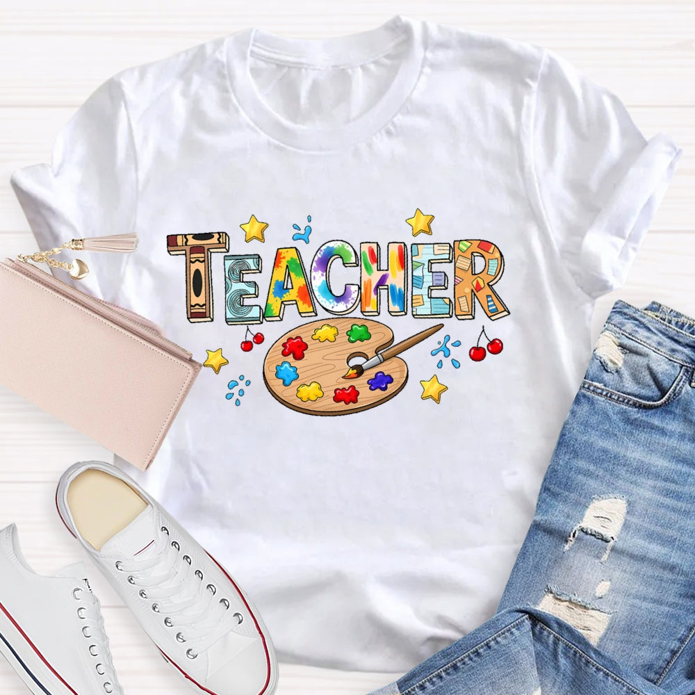 Art Teacher Colorful Letters T-shirt