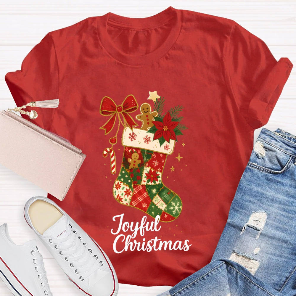 Joyful Christmas Bows And Christmas Socks T-shirt