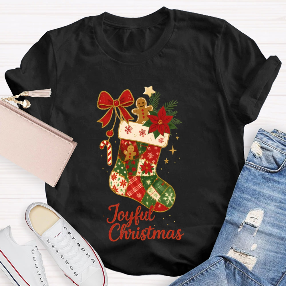 Joyful Christmas Bows And Christmas Socks T-shirt