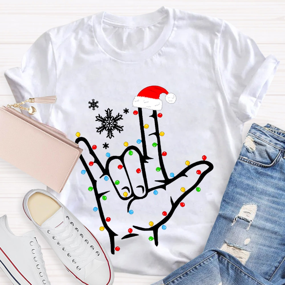 Sign Language Snowflakes And Christmas Lights T-shirt