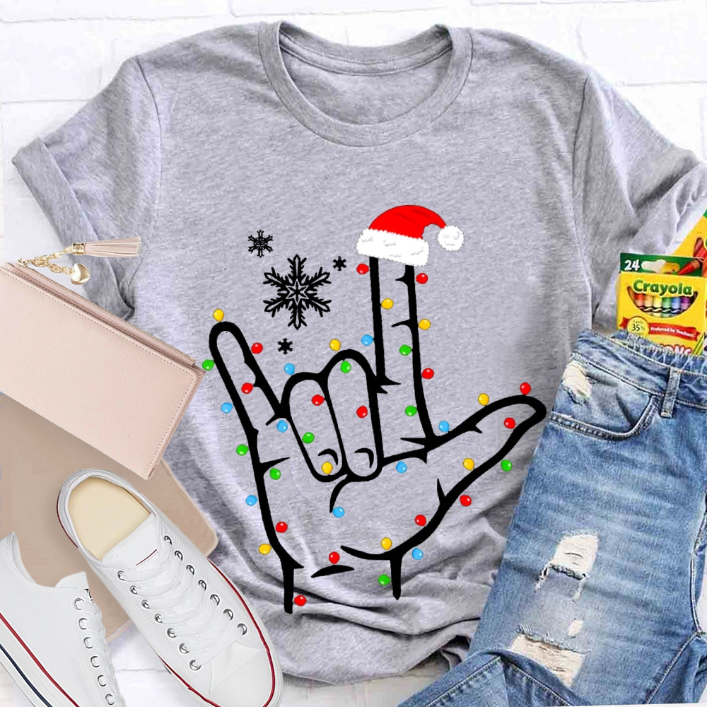 Sign Language Snowflakes And Christmas Lights T-shirt