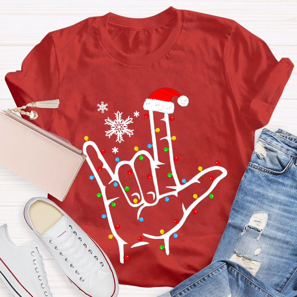 Sign Language Snowflakes And Christmas Lights T-shirt