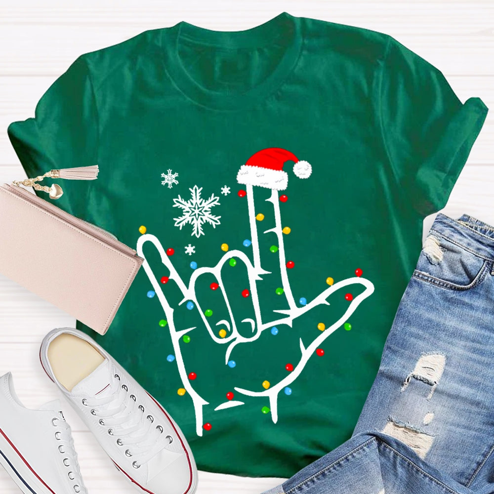 Sign Language Snowflakes And Christmas Lights T-shirt