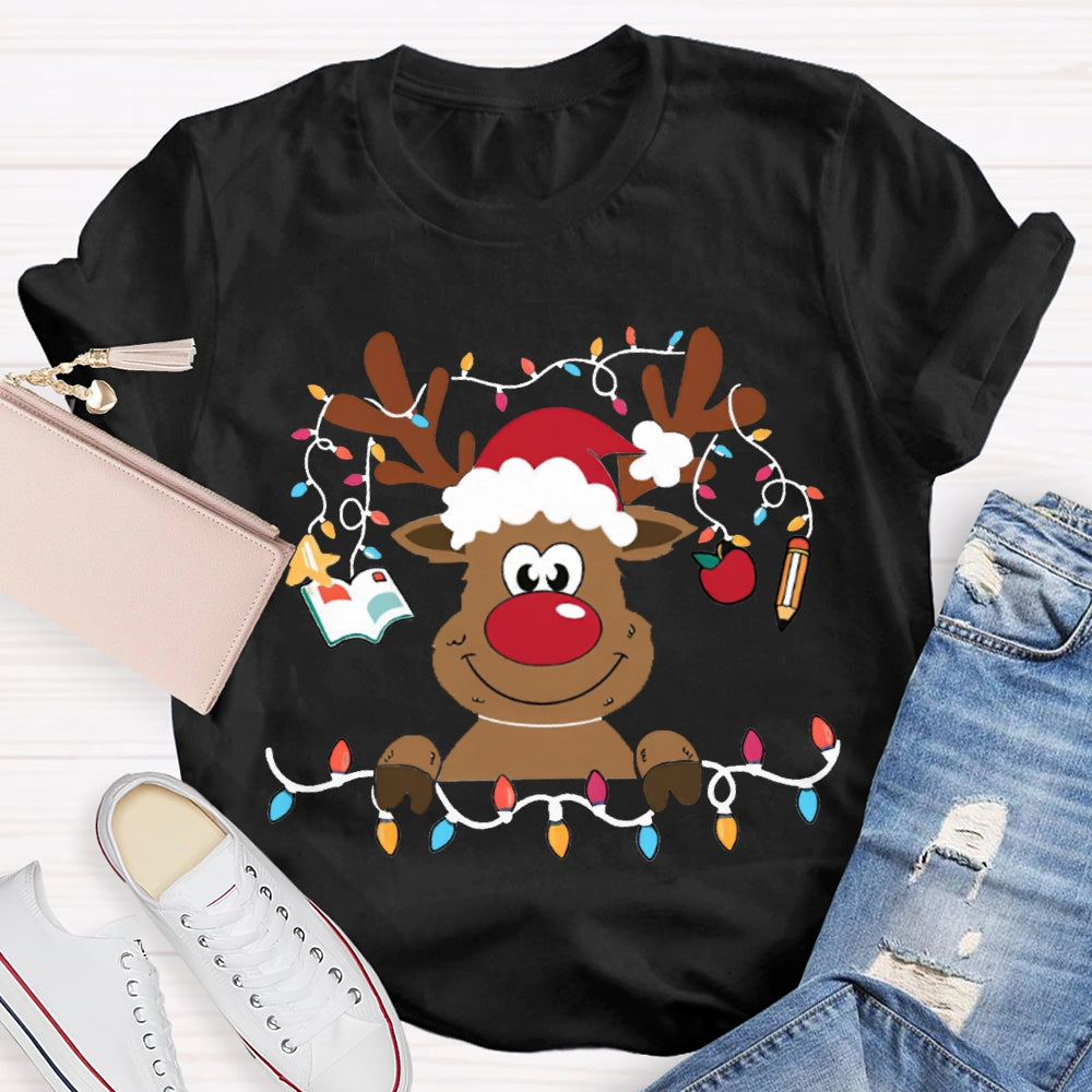 Christmas Elk With Christmas Lights Christmas T-shirt