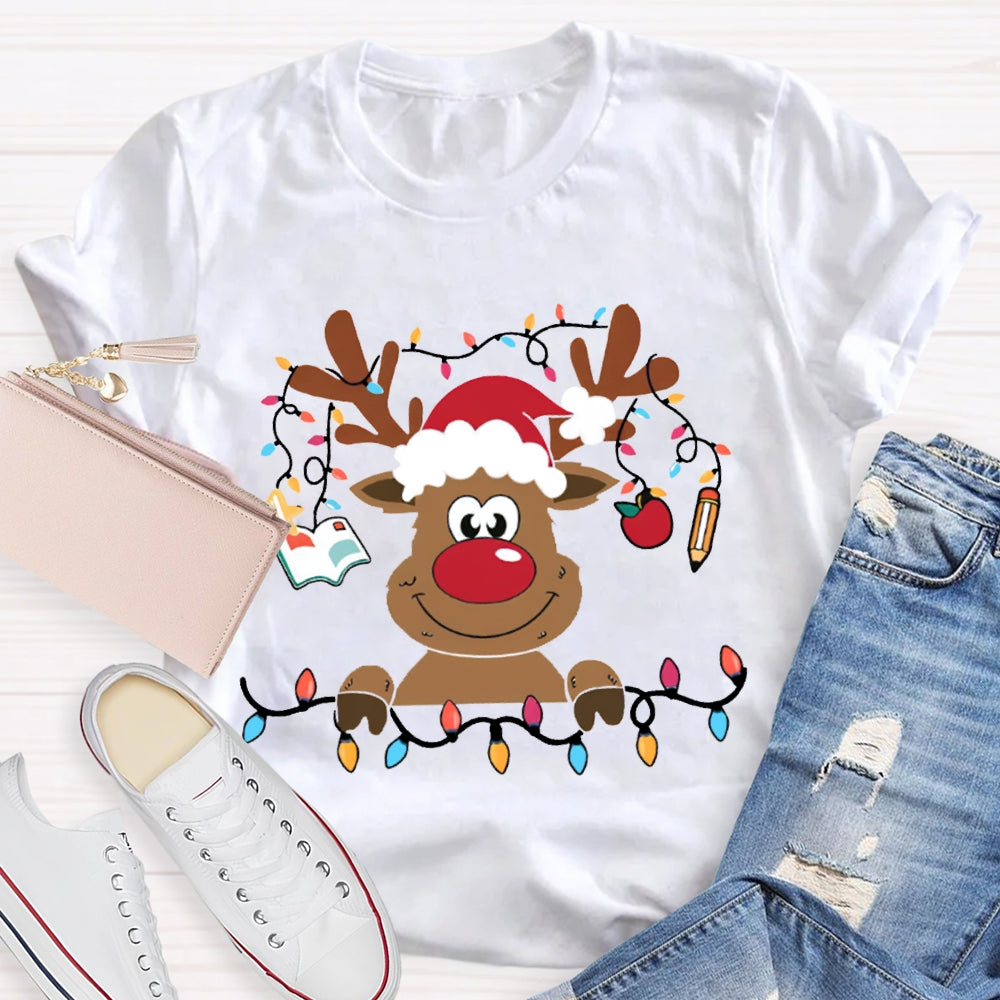 Christmas Elk With Christmas Lights Christmas T-shirt