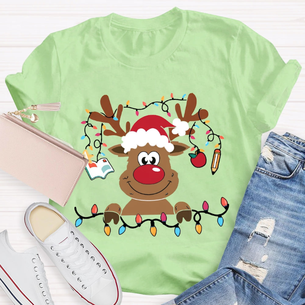 Christmas Elk With Christmas Lights Christmas T-shirt