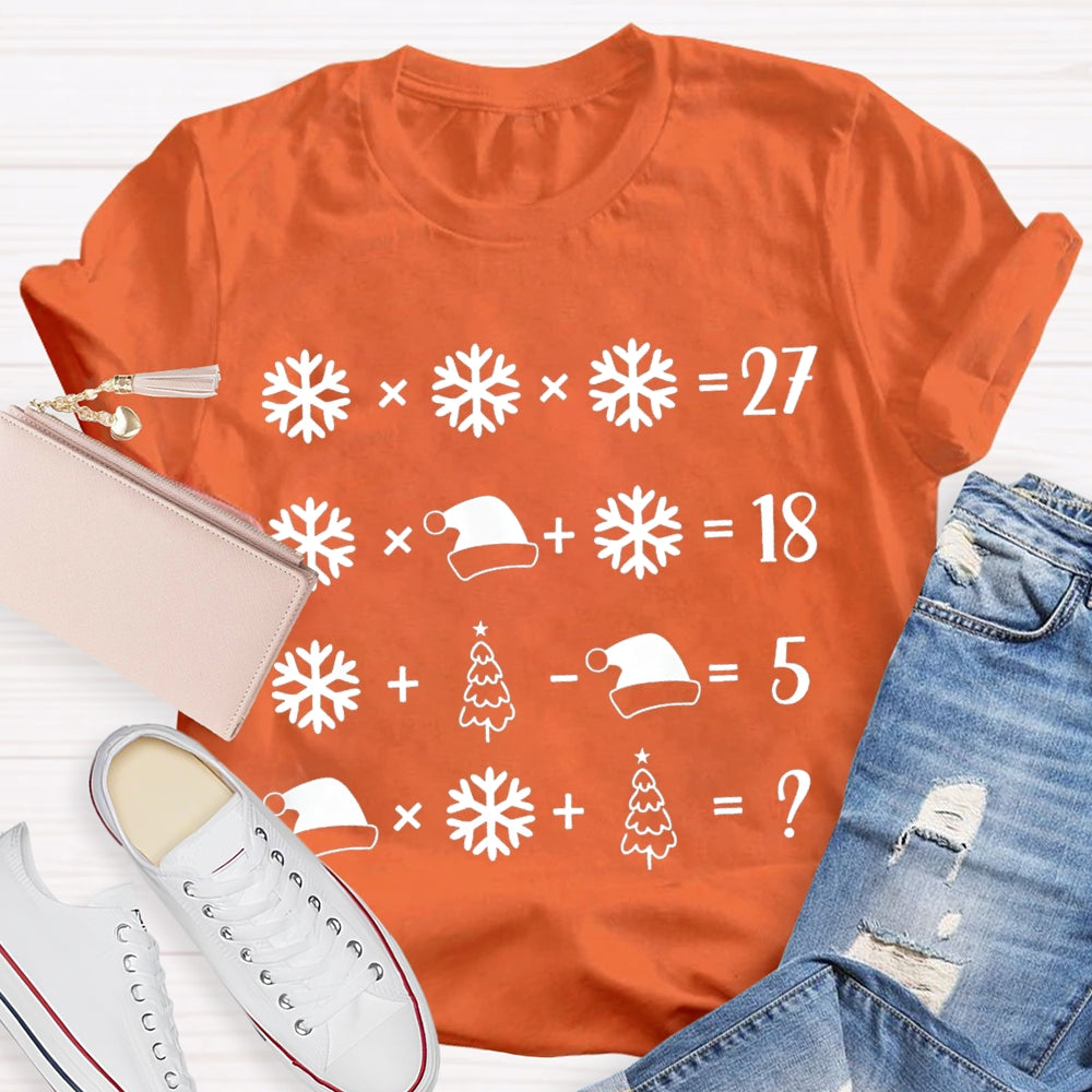Snowflake Santa Hat And Christmas Tree Math Teacher T-shirt