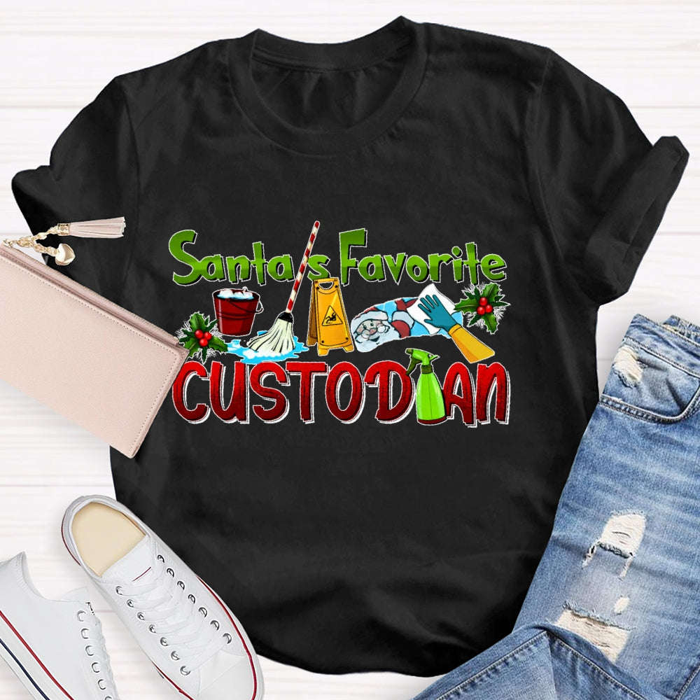 Santa's Favorite Custodian T-shirt