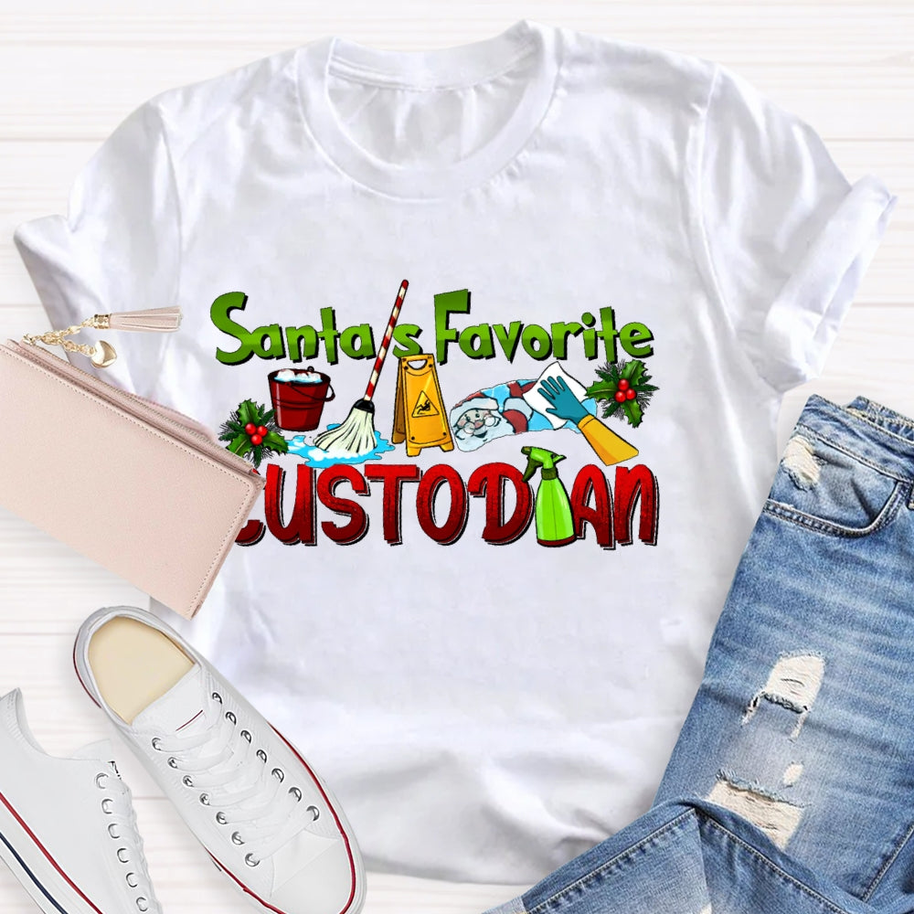 Santa's Favorite Custodian T-shirt