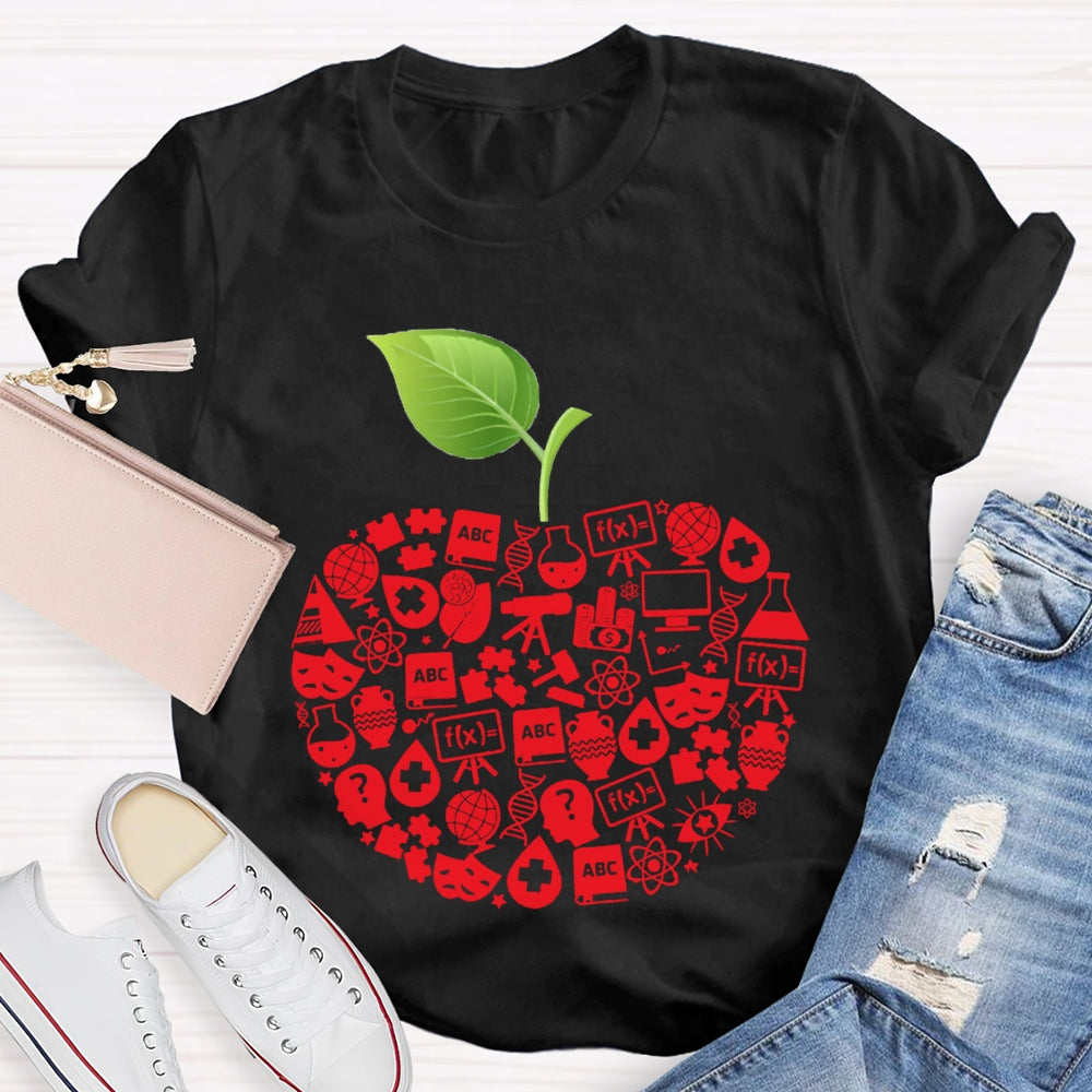 Apple Shaped Scientific Experiment Equipment Science Teacher T-shirt