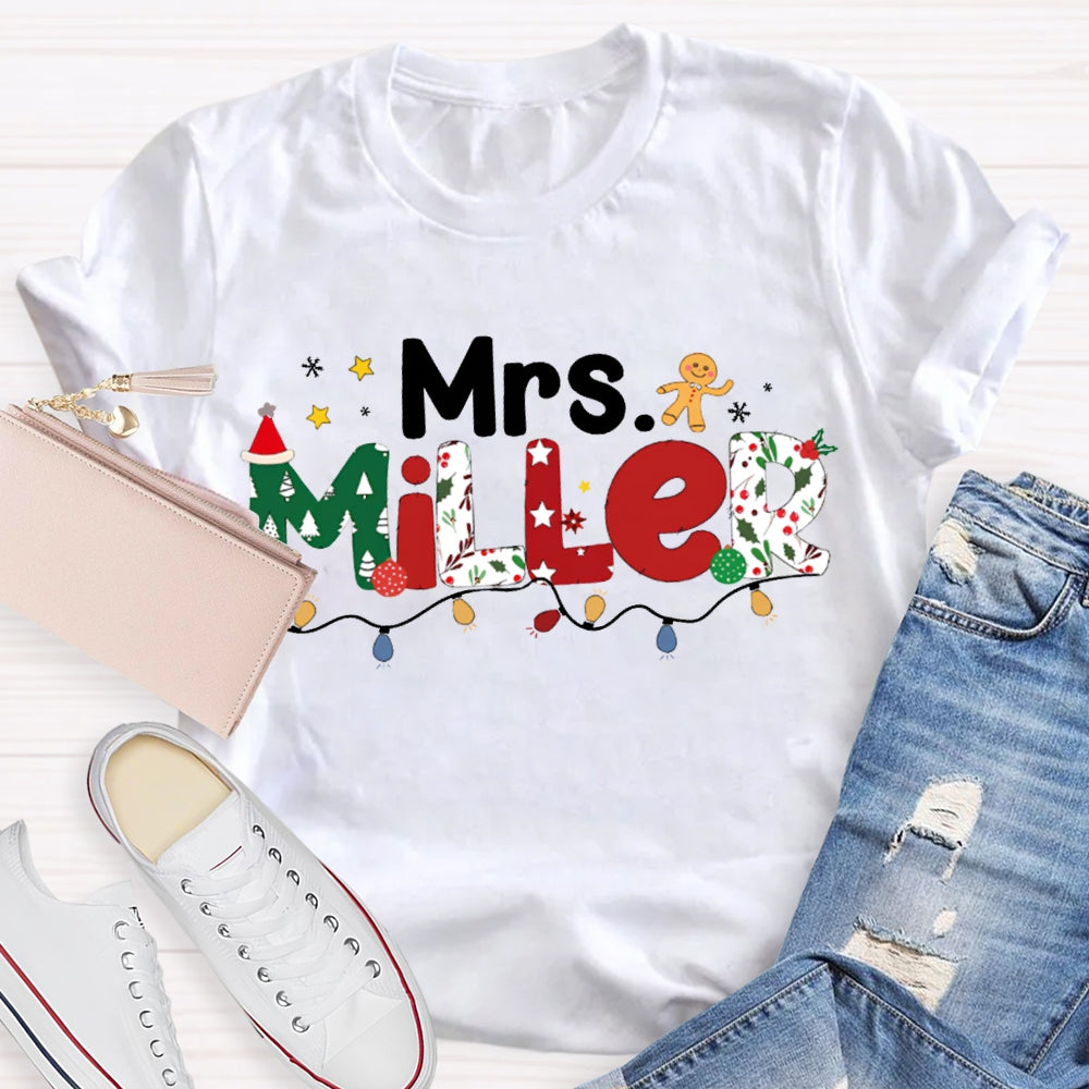 Personalized Name Colorful Lights And Christmas Atmosphere Fonts T-shirt
